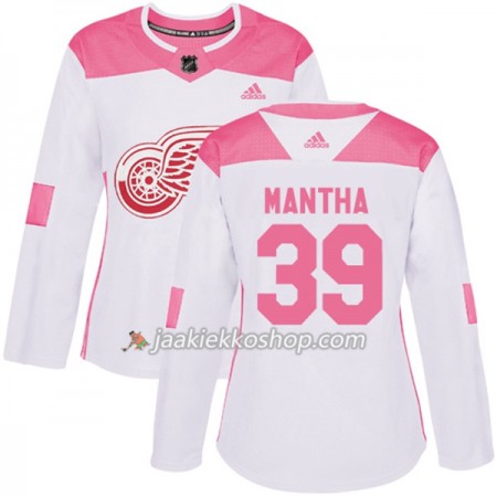 Nainen NHL Detroit Red Wings Pelipaita Anthony Mantha 39 Adidas 2017-2018 Valkoinen Vaaleanpunainen Fashion Authentic